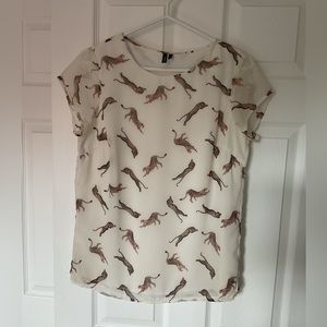 Vero Moda Cream Colour Sheer Leopard Top